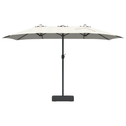 PARASOL OGRODOWY DUŻY PODWÓJNY PIASKOWY 385X209X244CM TKANINA