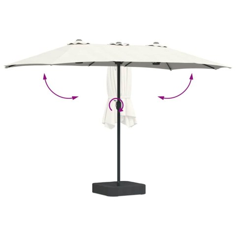 PARASOL OGRODOWY DUŻY PODWÓJNY PIASKOWY 385X209X244CM TKANINA