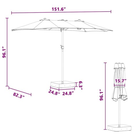 PARASOL OGRODOWY DUŻY PODWÓJNY PIASKOWY 385X209X244CM TKANINA