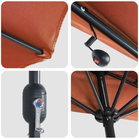 VidaXL Parasolka ogrodowa terakota 294 x 150 x 224 cm tkanina