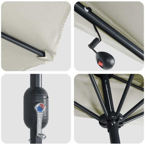 POŁOWICZNY PARASOL OGRODOWY PIASKOWY 294X150X224CM TKANINA