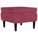 VidaXL Fotel uszak z podnóżkiem, winna czerwień, obity aksamitem