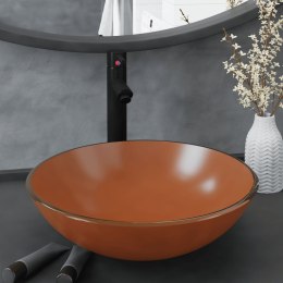 UMYWALKA ŁAZIENKOWA Z KRANEM I KORKIEM BRĄZ SZKŁO HARTOWANE