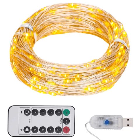 LAMPKI LED 150 DIOD CIEPŁA BIEL 15M