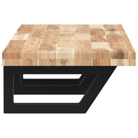 PÓŁKA ŚCIENNA POD UMYWALKĘ PODWÓJNA STAL I LITE DREWNO AKACJOWE