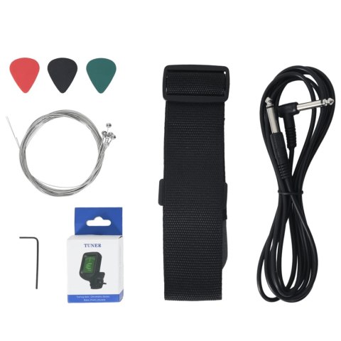 GITARA ELEKTRYCZNA Z POKROWCEM BRĄZOWO-BIAŁA 3/4 30"