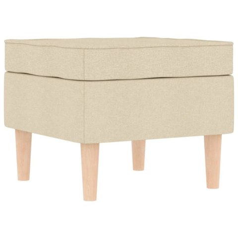FOTEL Z PODNÓŻKIEM KREMOWY TAPICEROWANY TKANINĄ