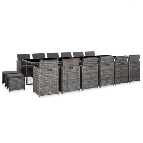 17-CZ. ZESTAW MEBLI OGRODOWYCH Z PODUSZKAMI RATTAN PE SZARY