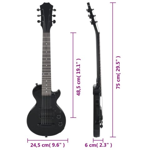 GITARA ELEKTRYCZNA Z POKROWCEM CZARNA 3/4 30"