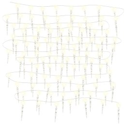 LAMPKI ŚWIĄTECZNE W KSZTAŁCIE SOPLI 100 LED CIEPŁA BIEL 10M