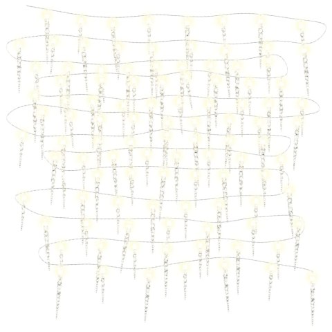 LAMPKI ŚWIĄTECZNE W KSZTAŁCIE SOPLI 100 LED CIEPŁA BIEL 10M