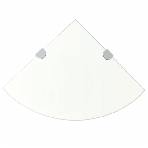 PÓŁKA NAROŻNA Z CHROMOWANYMI WSPORNIKAMI SZKŁO 25X25CM