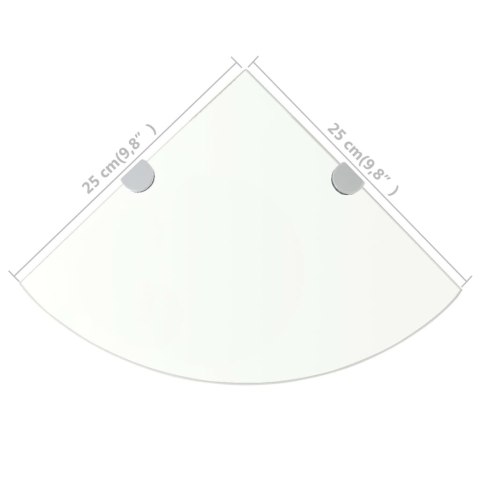 PÓŁKA NAROŻNA Z CHROMOWANYMI WSPORNIKAMI SZKŁO 25X25CM