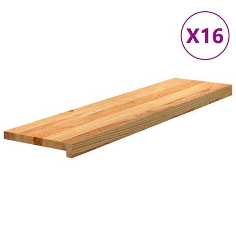 STOPNIE SCHODOWE 16 SZT. BRĄZOWE 100X25X2CM LITE DREWNO DĘBOWE