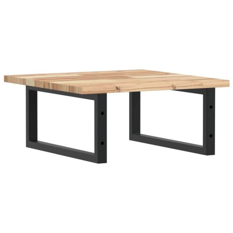 PÓŁKA ŚCIENNA POD UMYWALKĘ STAL I LITE DREWNO AKACJOWE