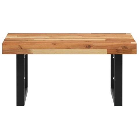 PÓŁKA ŚCIENNA POD UMYWALKĘ STAL I LITE DREWNO AKACJOWE