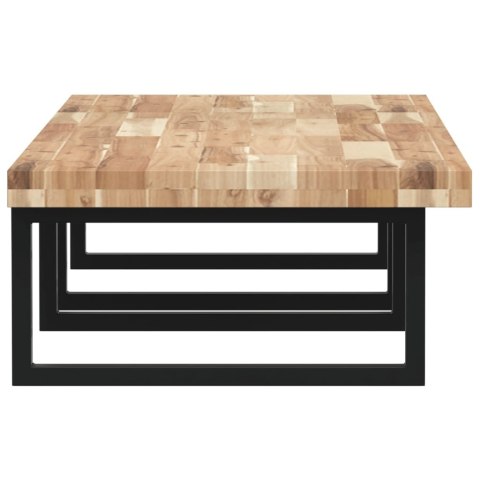 PÓŁKA ŚCIENNA POD UMYWALKĘ STAL I LITE DREWNO AKACJOWE