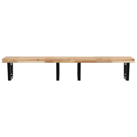 PÓŁKA ŚCIENNA POD UMYWALKĘ STAL I LITE DREWNO AKACJOWE