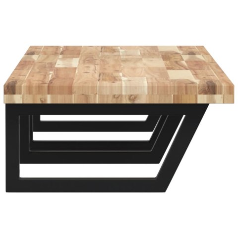 PÓŁKA ŚCIENNA POD UMYWALKĘ STAL I LITE DREWNO AKACJOWE