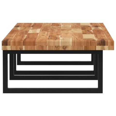 PÓŁKA ŚCIENNA POD UMYWALKĘ STAL I LITE DREWNO AKACJOWE