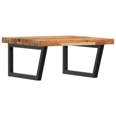 PÓŁKA ŚCIENNA POD UMYWALKĘ STAL I LITE DREWNO AKACJOWE