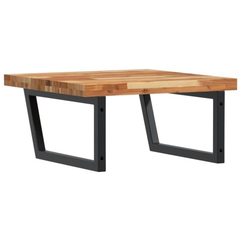 PÓŁKA ŚCIENNA POD UMYWALKĘ STAL I LITE DREWNO AKACJOWE