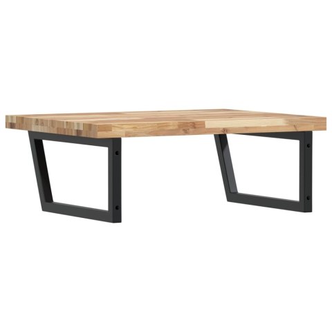 PÓŁKA ŚCIENNA POD UMYWALKĘ STAL I LITE DREWNO AKACJOWE