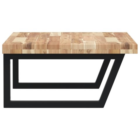 PÓŁKA ŚCIENNA POD UMYWALKĘ STAL I LITE DREWNO AKACJOWE