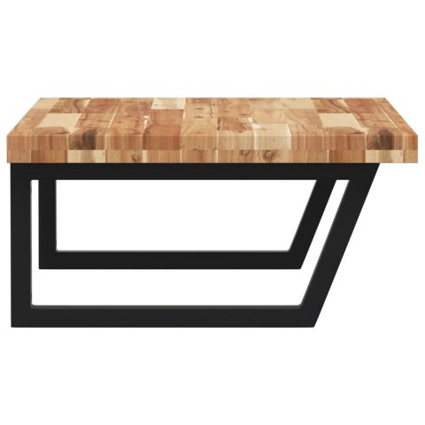 PÓŁKA ŚCIENNA POD UMYWALKĘ STAL I LITE DREWNO AKACJOWE