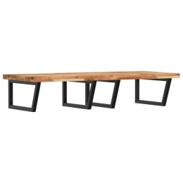 PÓŁKA ŚCIENNA POD UMYWALKĘ STAL I LITE DREWNO AKACJOWE