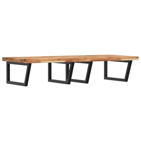 PÓŁKA ŚCIENNA POD UMYWALKĘ STAL I LITE DREWNO AKACJOWE