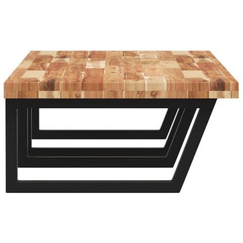 PÓŁKA ŚCIENNA POD UMYWALKĘ STAL I LITE DREWNO AKACJOWE