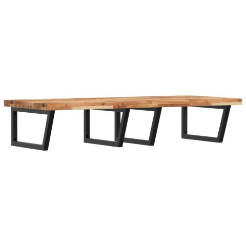 PÓŁKA ŚCIENNA POD UMYWALKĘ STAL I LITE DREWNO AKACJOWE