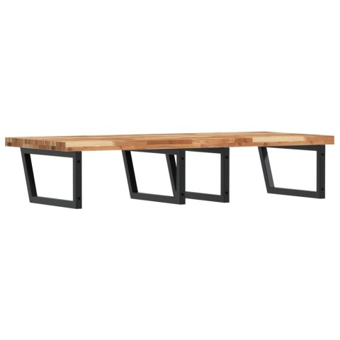 PÓŁKA ŚCIENNA POD UMYWALKĘ STAL I LITE DREWNO AKACJOWE