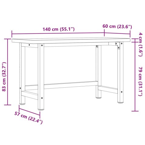 STOLIK ROBOCZY 140X60X83CM PROSTOKĄTNY LITE DREWNO AKACJOWE