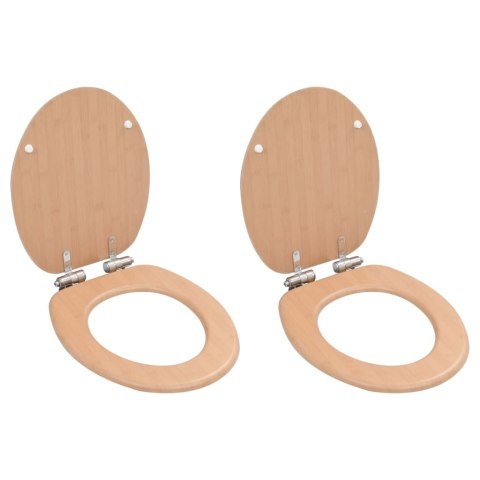 DESKI KLOZETOWE WOLNOOPADAJĄCE 2 SZT. WZÓR BAMBUSOWY