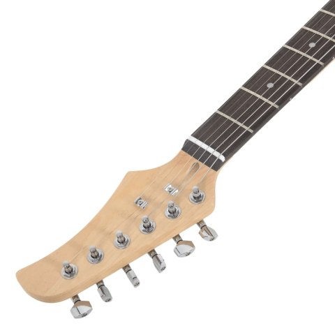 GITARA ELEKTRYCZNA Z POKROWCEM BRĄZOWO-BIAŁA 4/4 39"