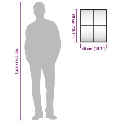 LUSTRO ŚCIENNE CZARNE 40X50CM PROSTOKĄTNE ŻELAZO