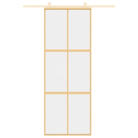 DRZWI PRZESUWNE ZŁOTE 76X205CM PRZEZROCZYSTE SZKŁO ESG
