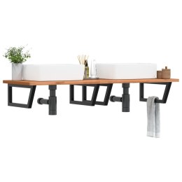 PÓŁKA ŚCIENNA POD UMYWALKĘ STAL I LITE DREWNO BUKOWE