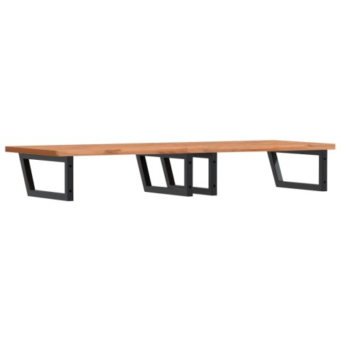 PÓŁKA ŚCIENNA POD UMYWALKĘ STAL I LITE DREWNO BUKOWE