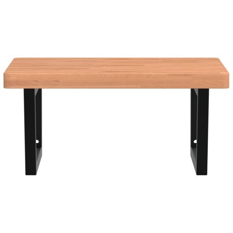 PÓŁKA ŚCIENNA POD UMYWALKĘ STAL I LITE DREWNO BUKOWE