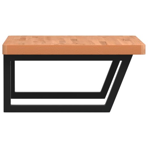 PÓŁKA ŚCIENNA POD UMYWALKĘ STAL I LITE DREWNO BUKOWE