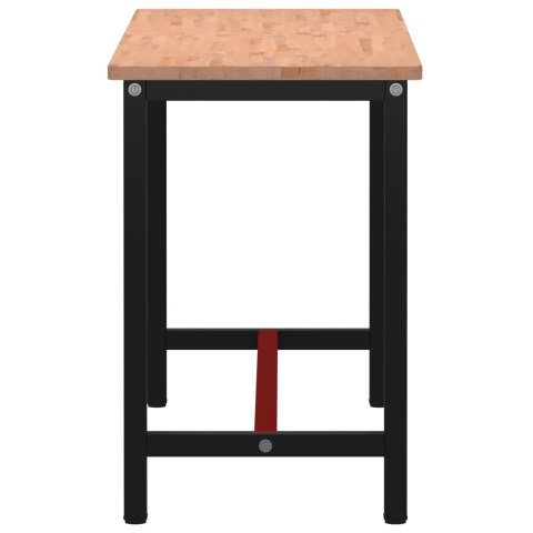 VidaXL Stół roboczy, 150x55x81,5 cm, lite drewno bukowe i metal