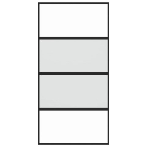 DRZWI PRZESUWNE CZARNE 102,5X205CM SZKŁO HARTOWANE ALUMINIUM