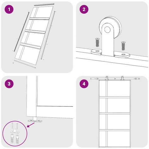 DRZWI PRZESUWNE CZARNE 102,5X205CM SZKŁO HARTOWANE ALUMINIUM