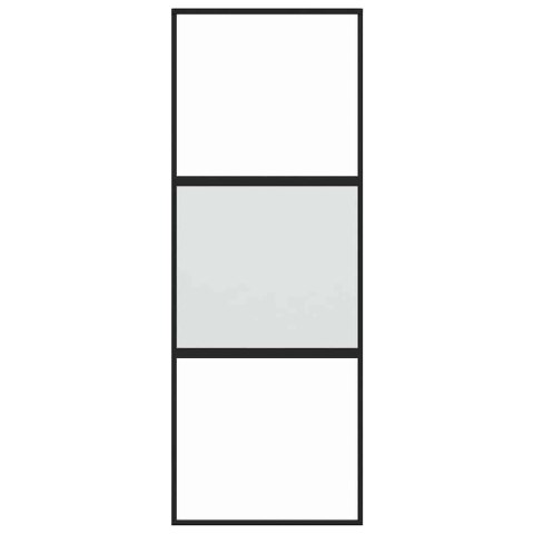 DRZWI PRZESUWNE CZARNE 76X205CM SZKŁO HARTOWANE ALUMINIUM