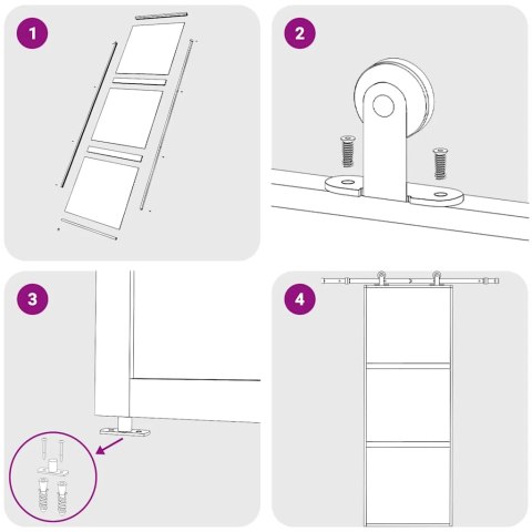 DRZWI PRZESUWNE CZARNE 76X205CM SZKŁO HARTOWANE ALUMINIUM