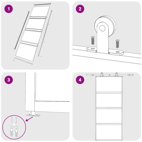 DRZWI PRZESUWNE CZARNE 90X205CM SZKŁO HARTOWANE ALUMINIUM
