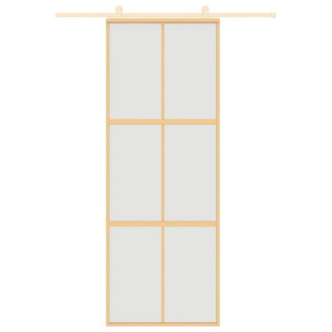 DRZWI PRZESUWNE ZŁOTE 76X205CM MROŻONE SZKŁO ESG ALUMINIUM
